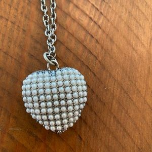 Heart pearl reversible silver necklace